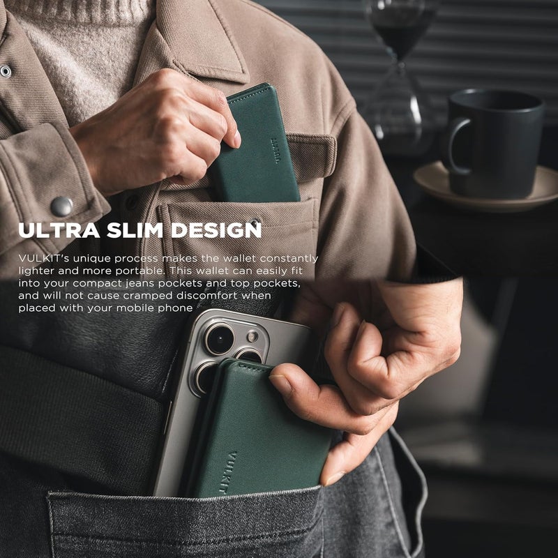 VULKIT حامل بطاقات رفيع بسيط مع حماية RFID من الجلد لمحفظة بطاقات الائتمان بحجم الجيب مع إغلاق مغناطيسي - Image 2